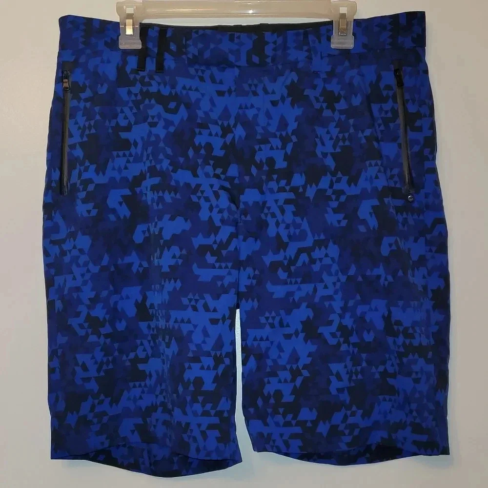 Polo Ralph Lauren RLX Digital Golf Shorts size 36 blue/black w/zip pockets LOT N
